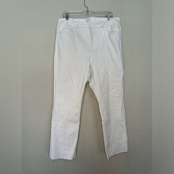 Good American White Good Straight Raw Hem Jeans  Size 18 Denim Spring Summer - Picture 2 of 7